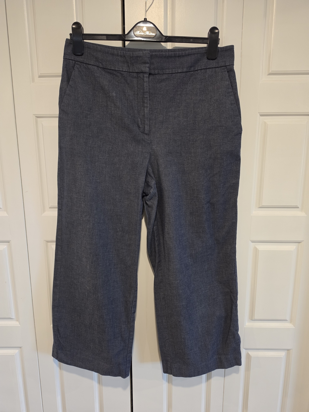 Ann Taylor Cropped Wide-Leg Pants in Dressy Denim